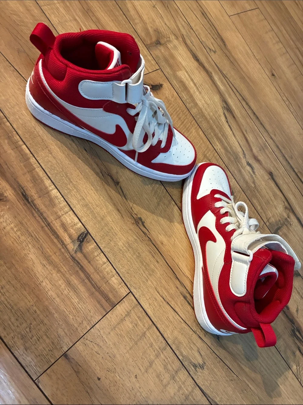 Nike Court Borough Kids Red & White High-Top Sneakers 4.5Y